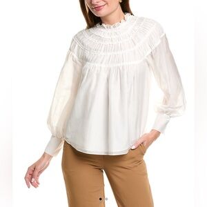 Rebecca Taylor smocked mock neck top: size 2, NWT